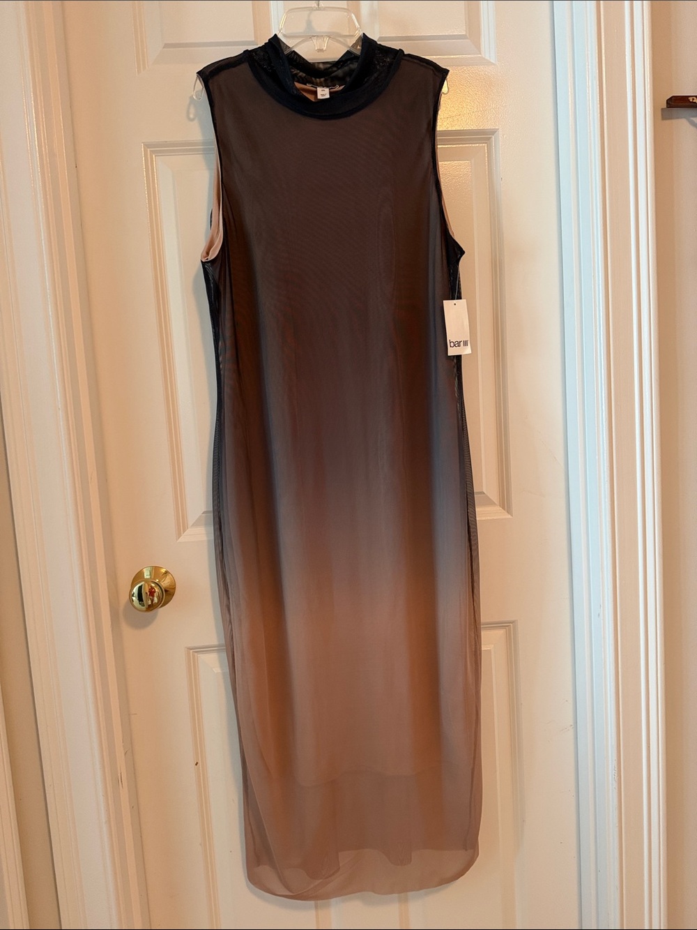 Bar III Sleeveless Sheer Ombre Maxi Dress in Black to Brown